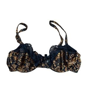 Vintage Victorias Secret Gold Label Baroque Bra 32C  Lace Underwire sexy romance